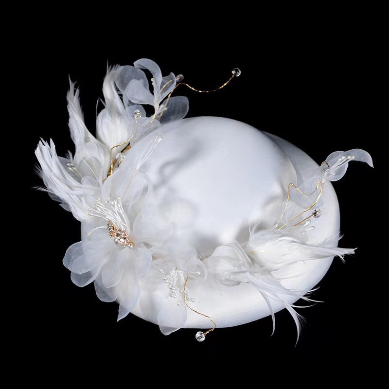 Super trendy new European and American style, noble bride tulle top hat, retro fairy party and banquet tulle headwear