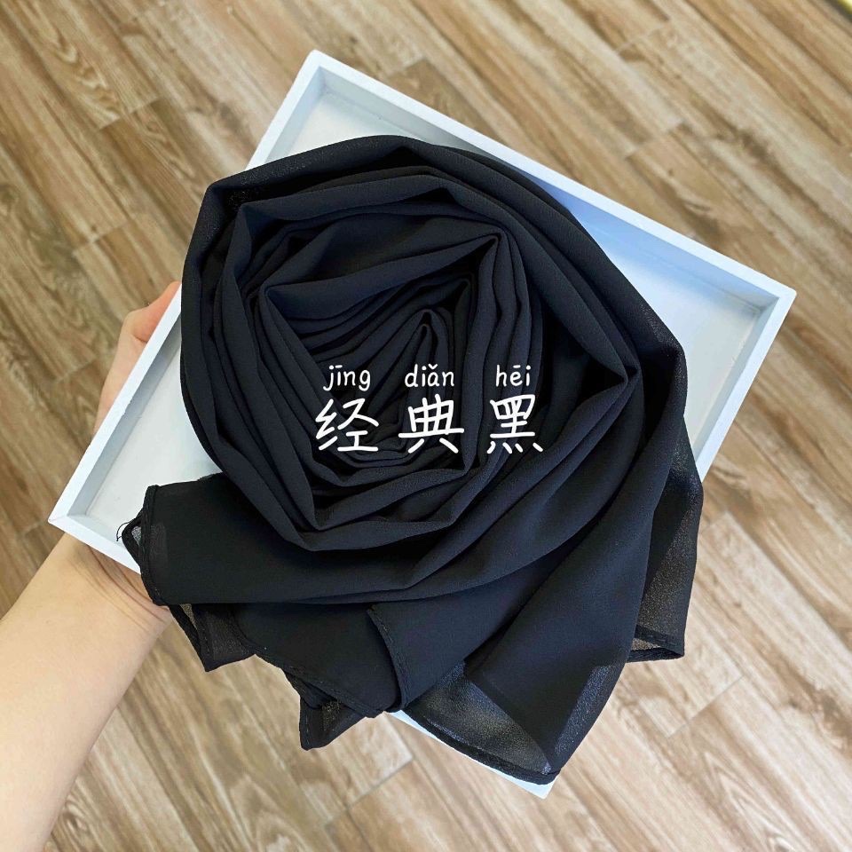 Regalo promocional verano nuevo 80 color sólido chiffon de alta calidad popular larga toalla casual cubierta cabeza gasa pañuelo detail image 5