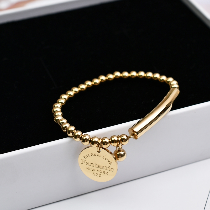 Simple round bracelet women gold-plated bracelet arc beaded ins French style bracelet jewelry