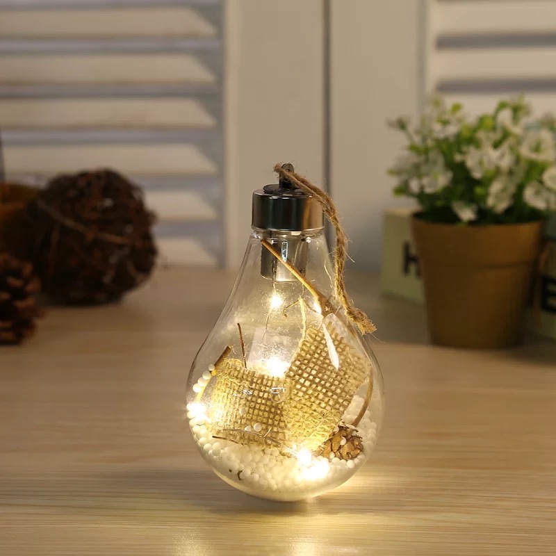 LED transparent Christmas balls, Christmas decorations, creative simulation bulbs, Christmas tree decoration pendants, plastic balls, 7*7*11, electronic linen balls, bubble lights Application Scenario