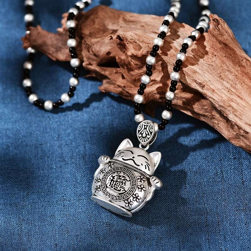 Jingpuli brand HY27 Silver Collection Long sweater Chain Five Blessings Money Bag style pic 17