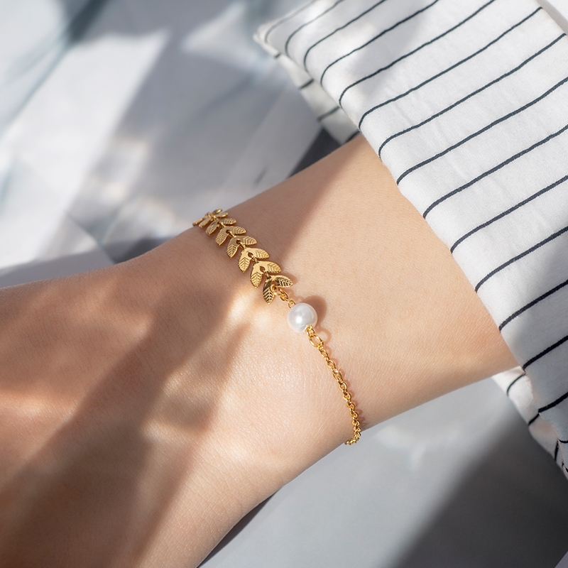 High-end wheat ear pearl bracelet for women in Rose gold ins, with a niche design and a light luxury, cold style