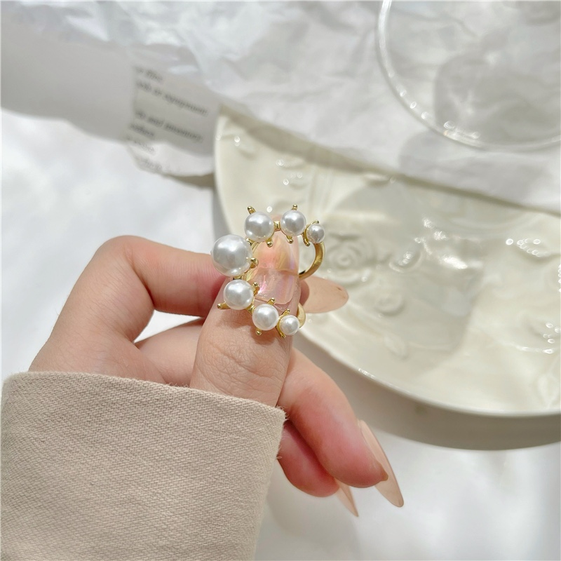 韩国轻奢精致高级感珍珠戒指女2021年新款潮小众食指戒指环E1251  