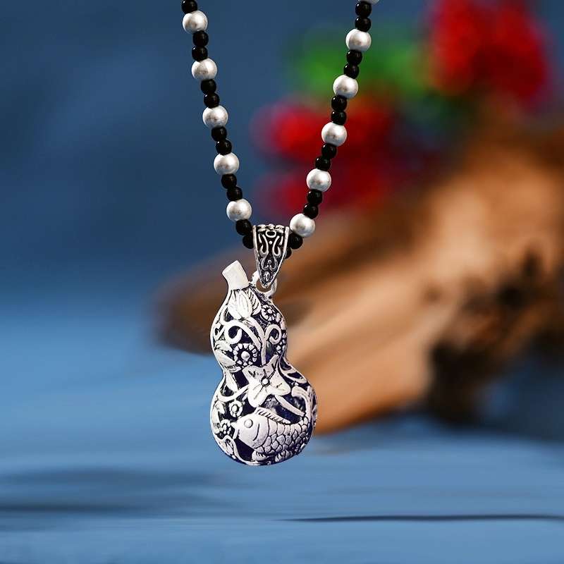 Jingpuli brand HY27 Silver Collection Long sweater Chain Five Blessings Money Bag style pic 8