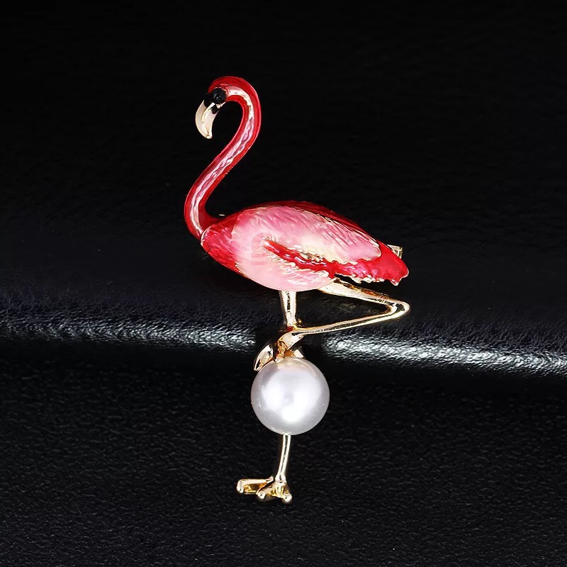 Red flamingo brooch