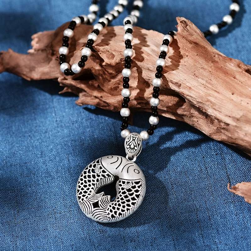 Jingpuli brand HY27 Silver Collection Long sweater Chain Five Blessings Money Bag style pic 18