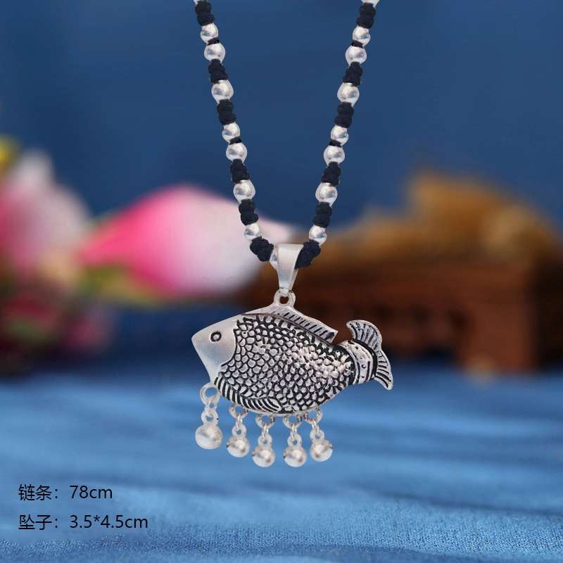 Jingpuli brand HY27 Silver Collection Long sweater Chain Five Blessings Money Bag style pic 5