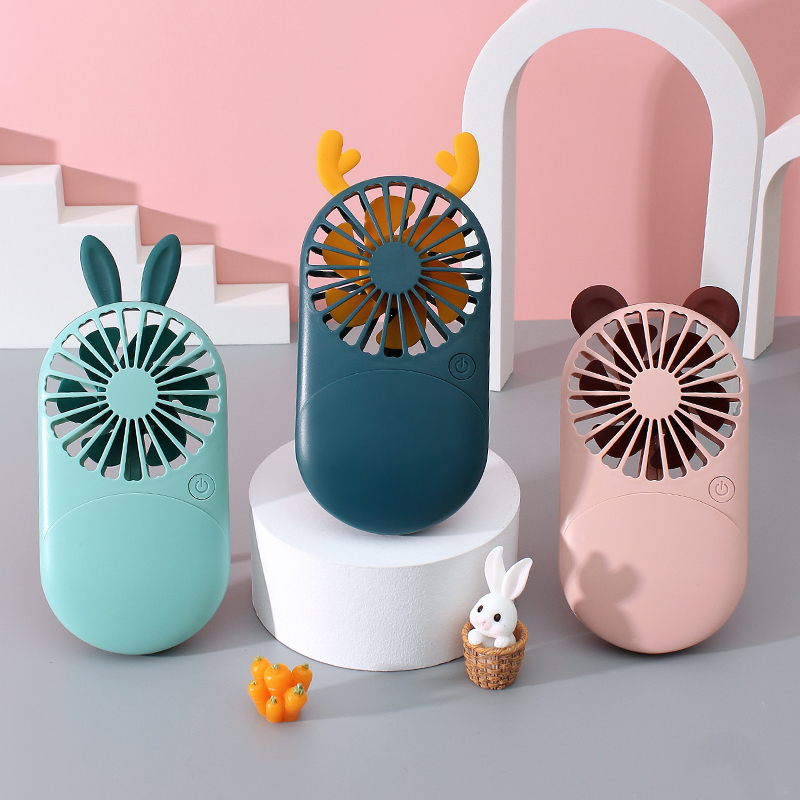 USB手持桌面小风扇大风力静音卡通便携式口袋风扇学生宿舍户外运动风扇