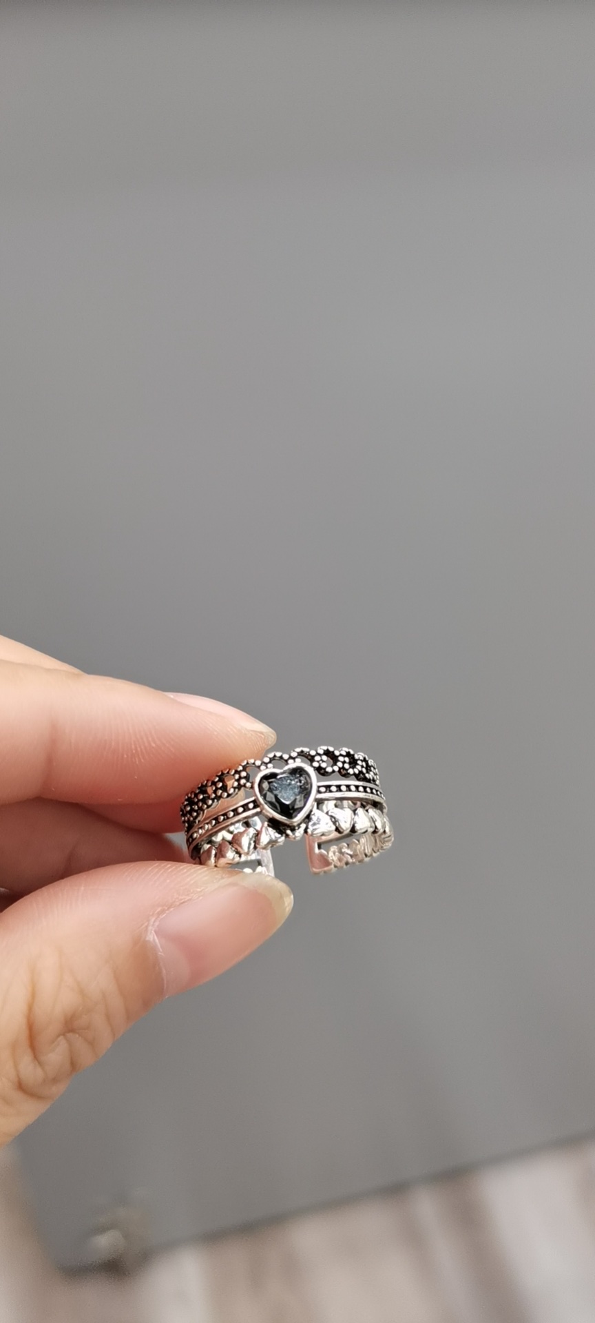 A Korean version of a wide, distinctive, thick and smooth open index finger ring with a twist pattern detail image 1