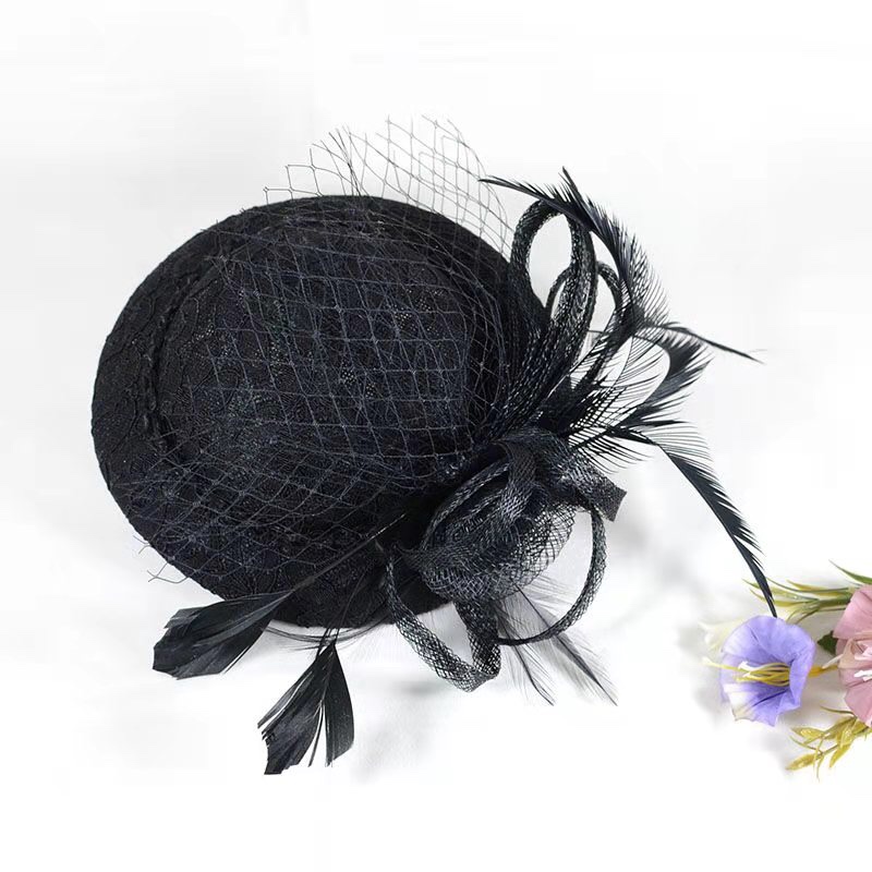 2021夏季新品法式礼帽黑色高贵典雅气质百搭新娘晚宴宴会配礼服的小礼帽