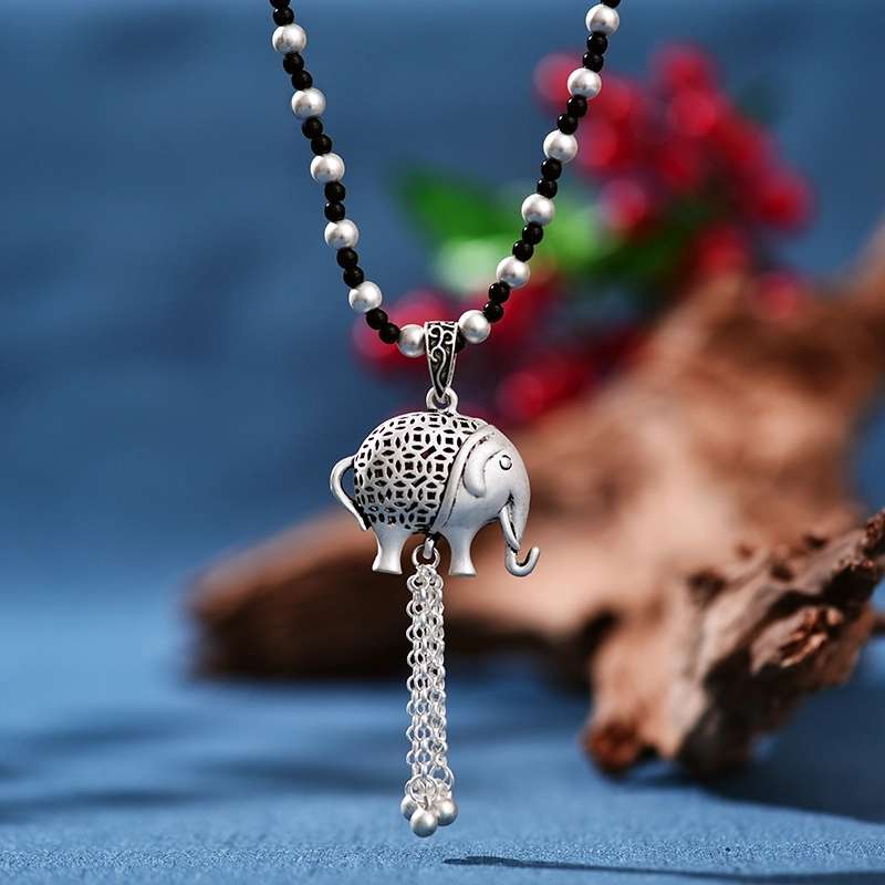 Jingpuli brand HY27 Silver Collection Long sweater Chain Five Blessings Money Bag style pic 11