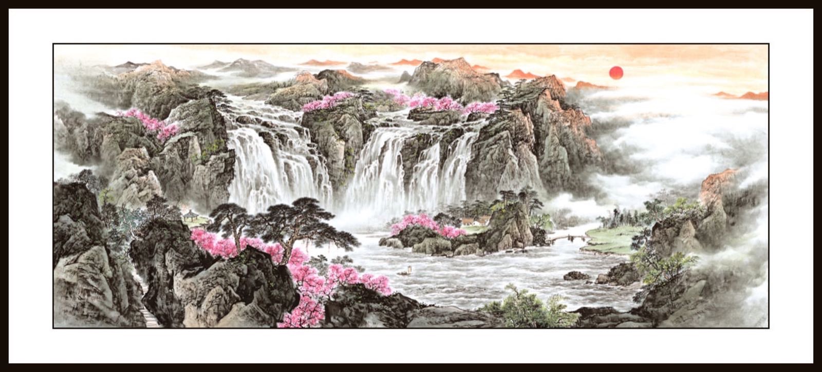 小八尺画芯宣纸山水国画中国画水印印刷细节图