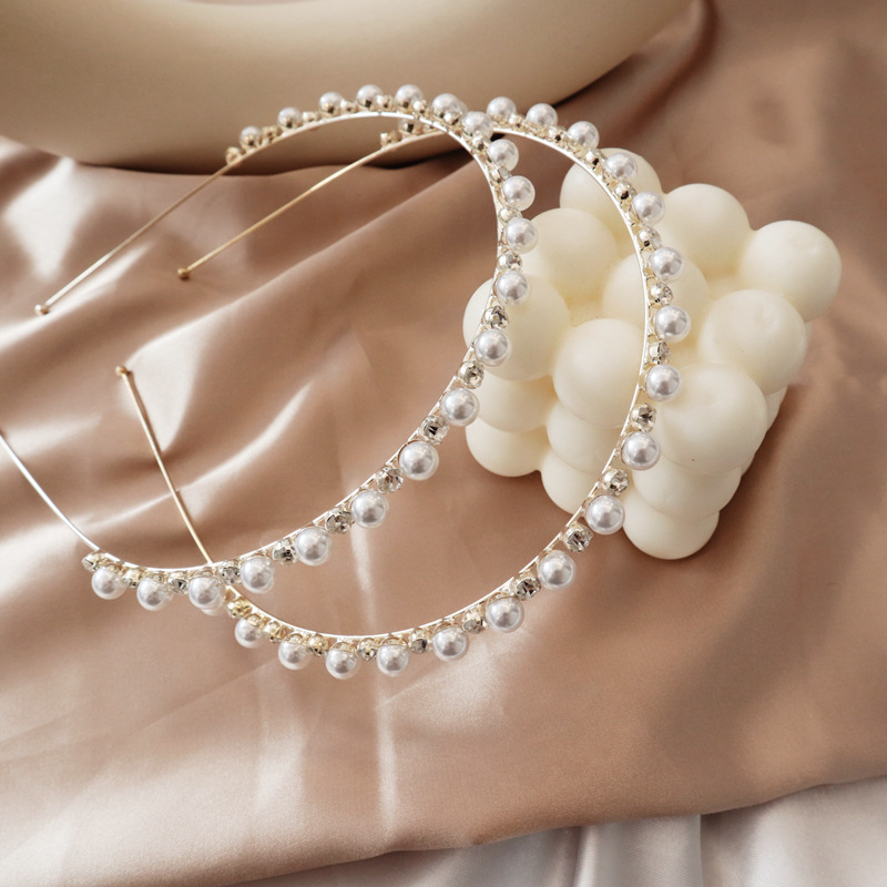 FLY97, the same style as the Internet celebrity, super ethereal pearl water diamond hair band, fine headband, luxurious and elegant style hair clip and hair accessory for women