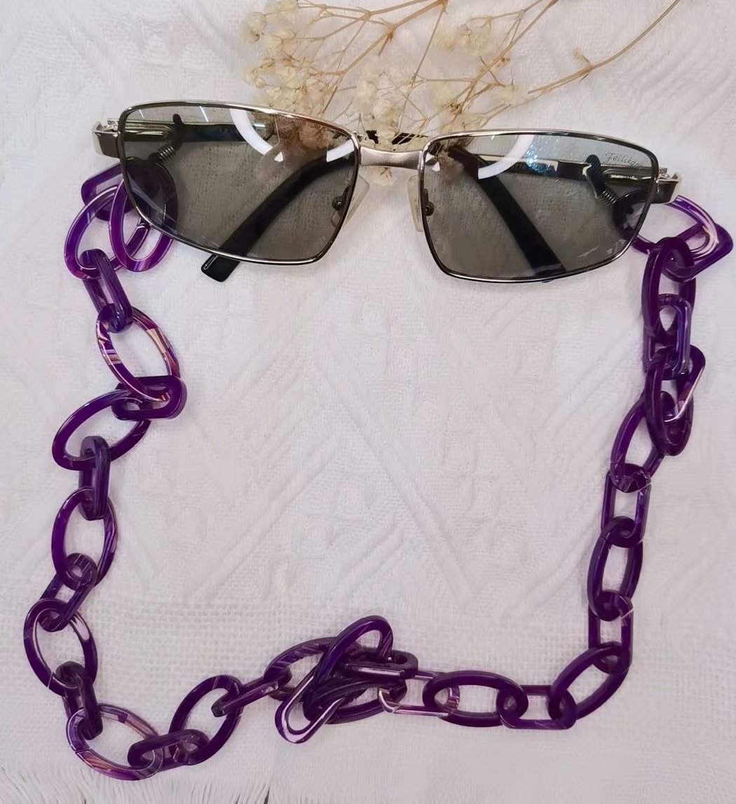眼镜链女挂脖复古仿大理石纹紫色板材链子时尚装饰挂件防滑绳眼睛墨镜带链条详情图2