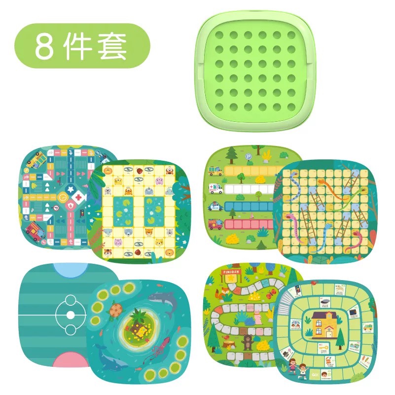 Cross-border goryeobaby Radish Planting Children's Intelligence Beast Fighting Snake Multi-functional Game Board Flying Chess Toy 8-in-1