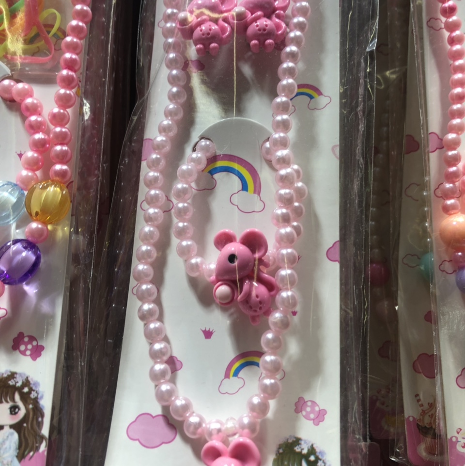 Four-piece children's set: necklace, bracelet, ring, ear clip, Warm 1