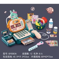 A new cross-border audio-visual music cute rabbit simulation smart cash register toy for boys to play house