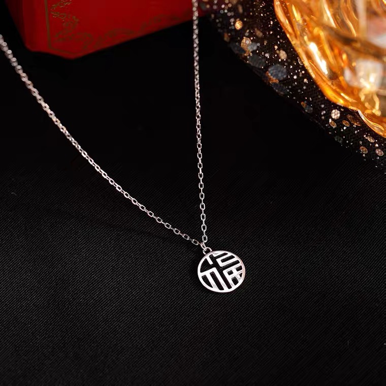 925纯银福牌项链女