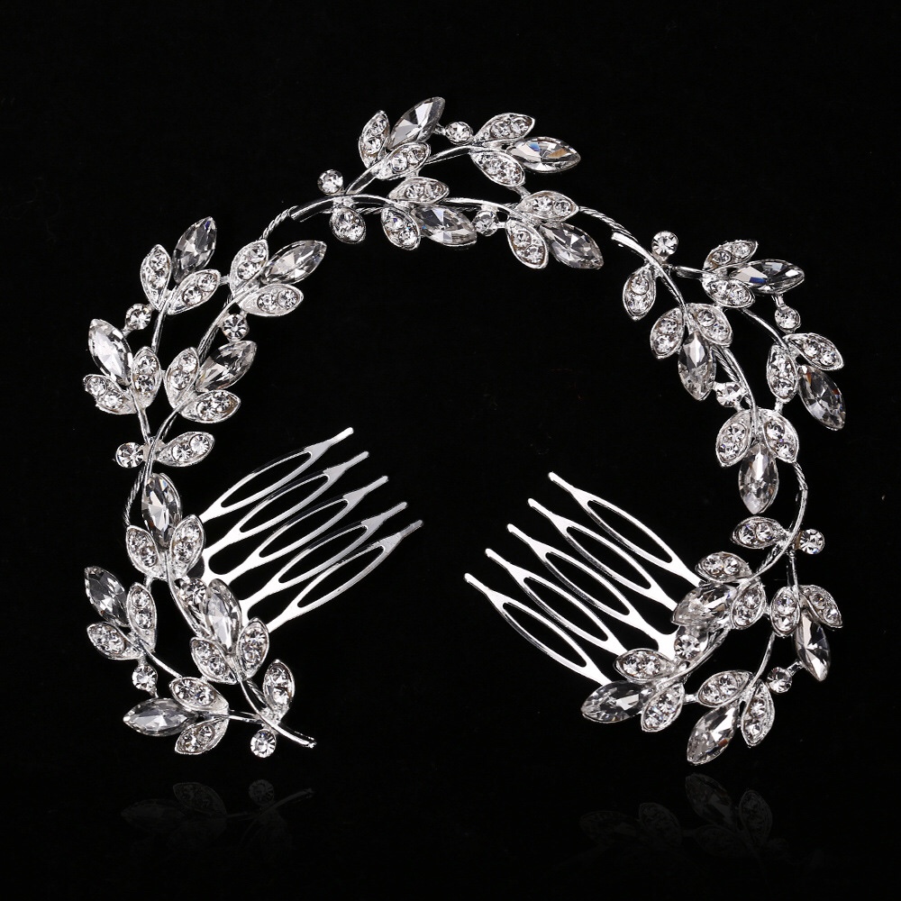 New Foreign Trade Original Single Headwear Popular European And American Brides Full Of Drill Shiny Drops Flower Hair Comb Wedding Accessories 07