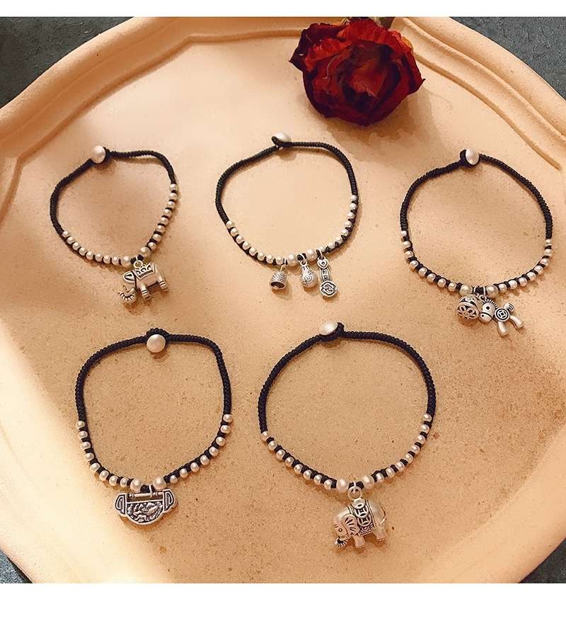 Jingpo Lipin JL03 imported Korean wax thread pure hand-woven auspicious Three Treasures anklets pic 1