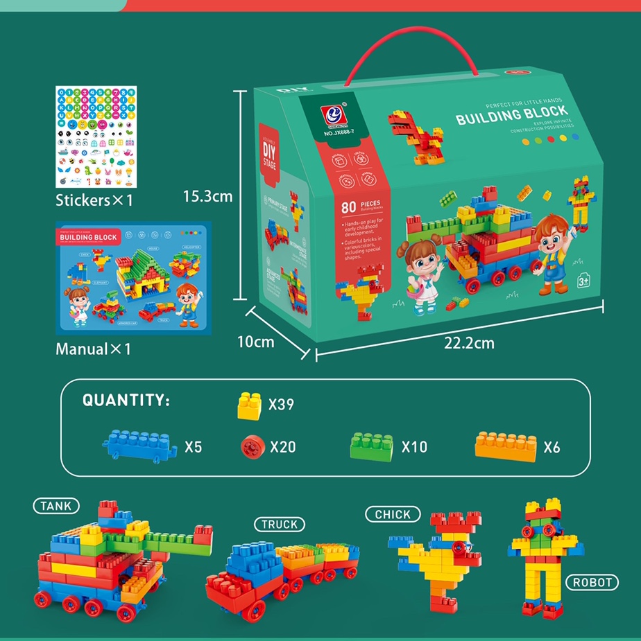 80 boxes of building blocks ➕ stickers