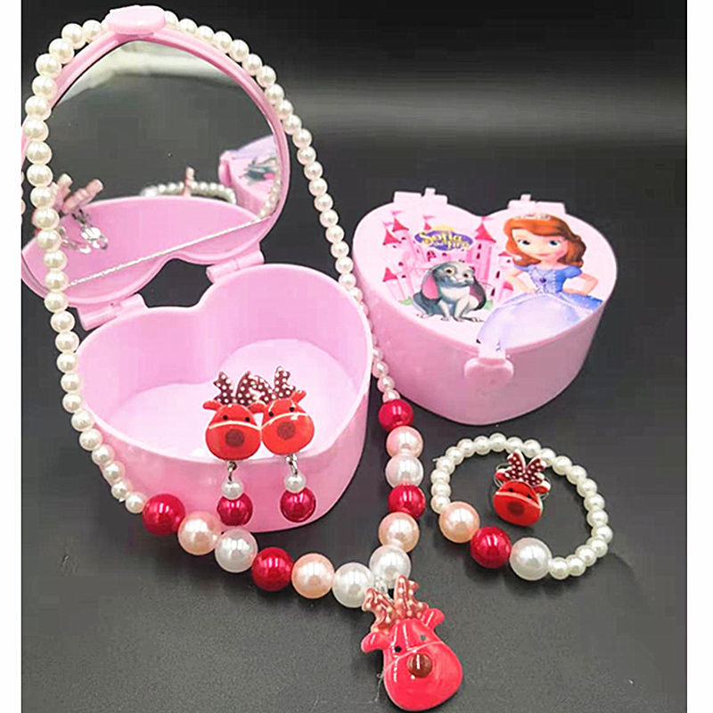 95 可爱公主卡通儿童项链首饰套装女童手链戒指宝宝耳夹吊坠女孩饰品