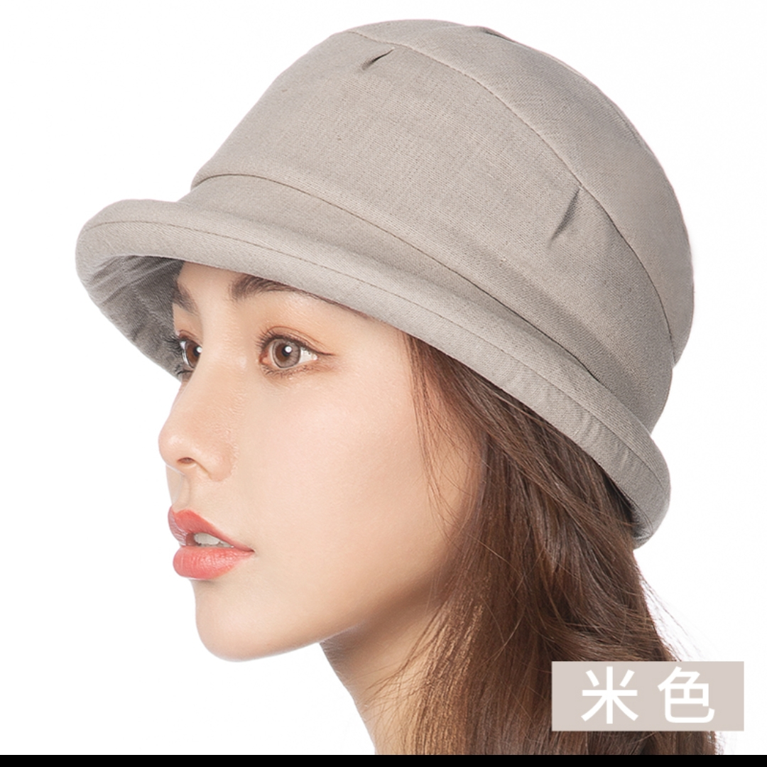 夏天礼帽女卷边时尚百搭渔夫帽透气防晒帽子女夏季女士贝雷帽薄款80