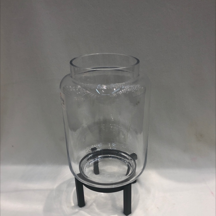 Hydroponic plant bottle Glass ecological iron frame bottle green plant simple hydroponic glass vase transparent