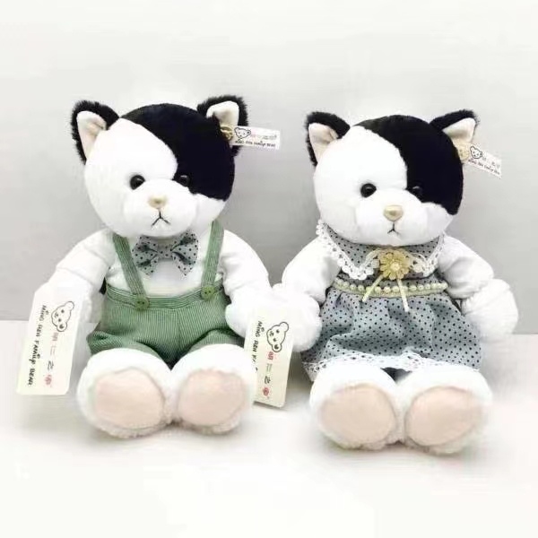 Dream plush toy 33cm black and white green dress couple cat cute plush