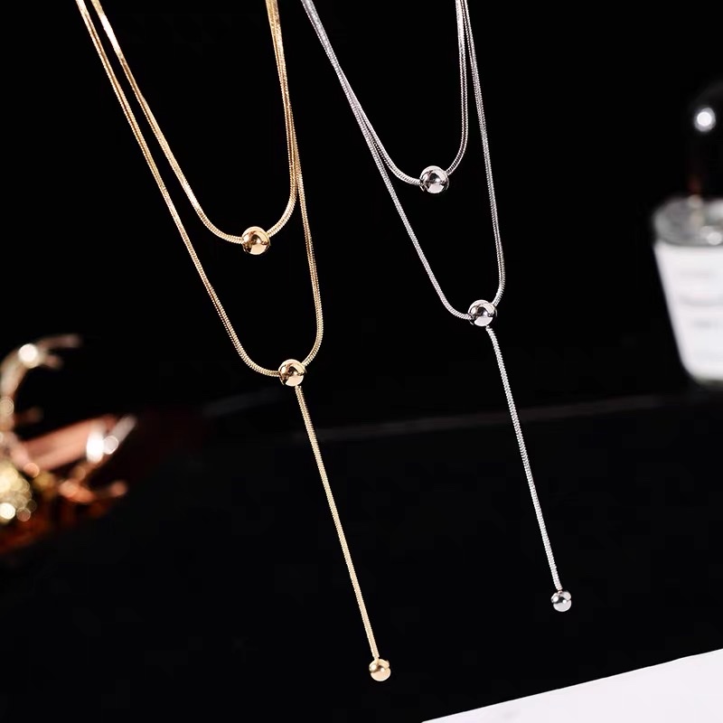 Simple necklace, Korean style, versatile and elegant, long sweater chain, 16 Jaya steel decoration Specification image