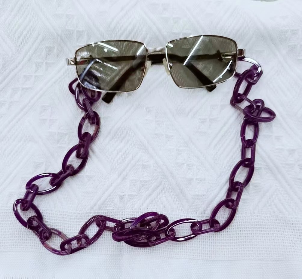 眼镜链女挂脖复古仿大理石纹紫色板材链子时尚装饰挂件防滑绳眼睛墨镜带链条详情图4