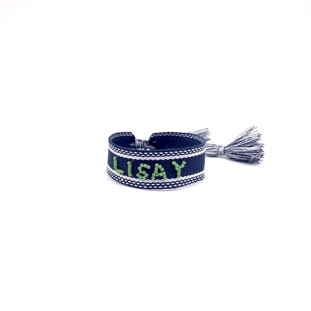 Factory direct sales, cross-border European and American ethnic style hand-embroidered imported rice beads, customizable letter ribbon tassel wristbands detail image 4
