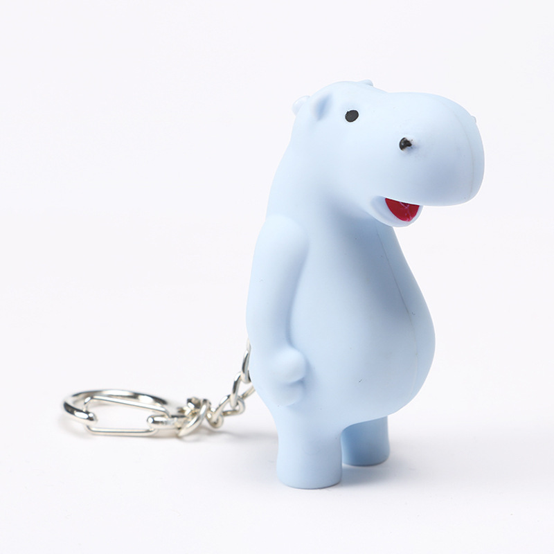 河马 LED发声发光手电钥匙扣 汽车包包挂件小礼品