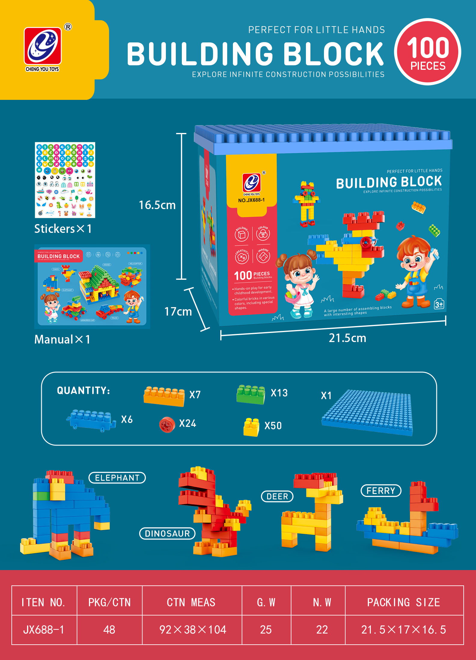 100 boxed building blocks details Picture