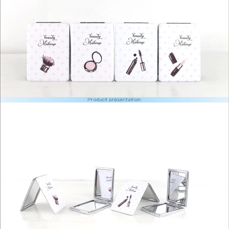 4669 Gaoning Accessories Regular Mirror Square 9, simple and fashionable, rectangular print, convenient to carry, essential makeup tool for girls' dormitories