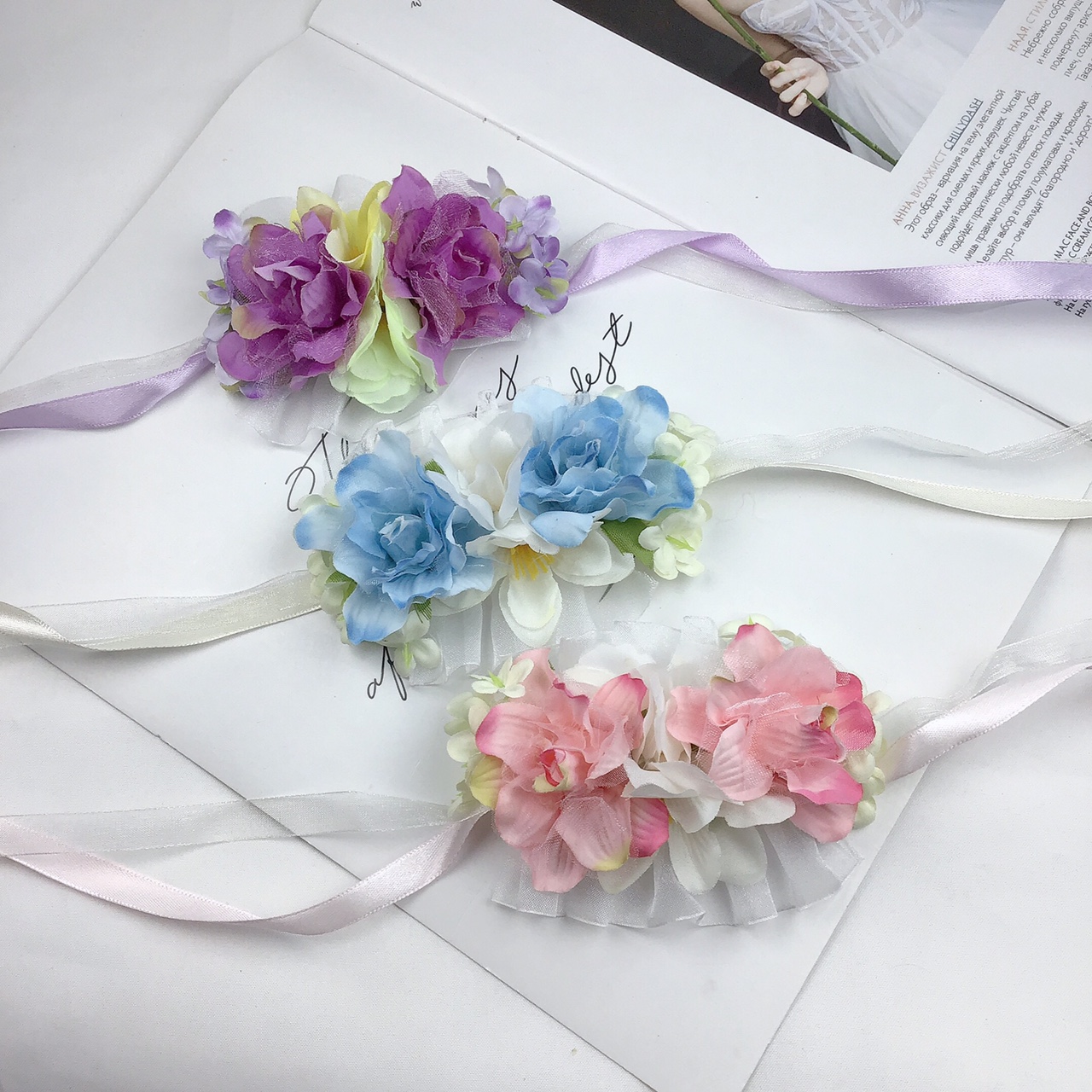 嘉兰花环 商贸城实体店铺实物拍摄现货批发布艺手工玫瑰花手腕花也可做颈链花