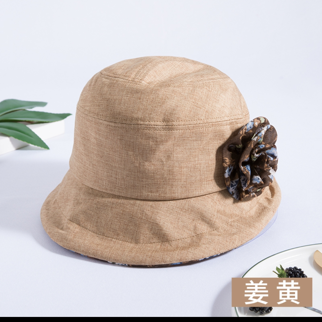 夏天礼帽女卷边时尚百搭渔夫帽透气防晒帽子女夏季女士贝雷帽薄款78