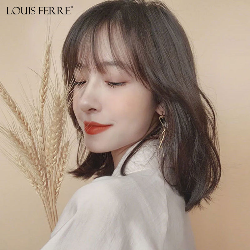 A wig for a woman with short hair, a real person with short and straight hair, a middle-aged or elderly mother with real hair, a natural lady's charm, a full head set, b80 Specification image