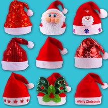 圣诞帽  圣诞绒布帽子 圣诞道具 圣诞老人装扮礼品 成人帽子批发 