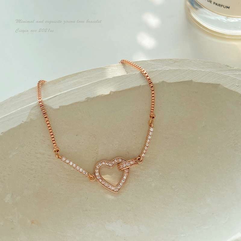 Light luxury, niche and exquisite zircon love best friend bracelet for female Xia Sheng, an Instagram niche design accessory details Picture