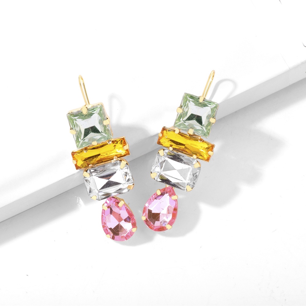 Glass splicing geometric earrings, beautiful color, European and American style.