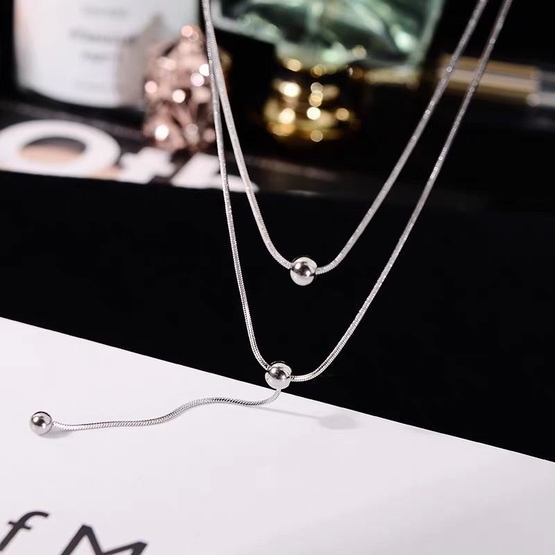 Simple necklace, Korean style, versatile and elegant, long sweater chain, 16 Jaya steel decoration Application Scenario