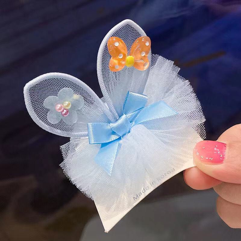 Blue butterfly rabbit ear hairpin