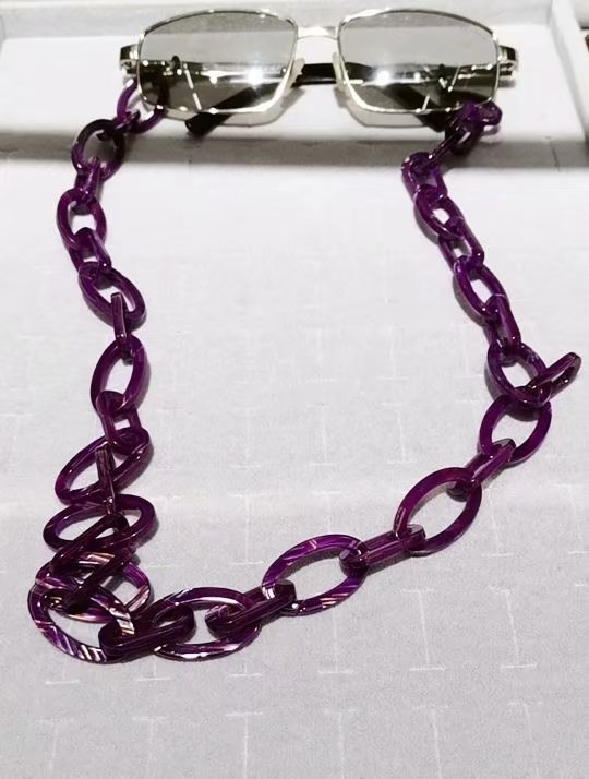 眼镜链女挂脖复古仿大理石纹紫色板材链子时尚装饰挂件防滑绳眼睛墨镜带链条产品图