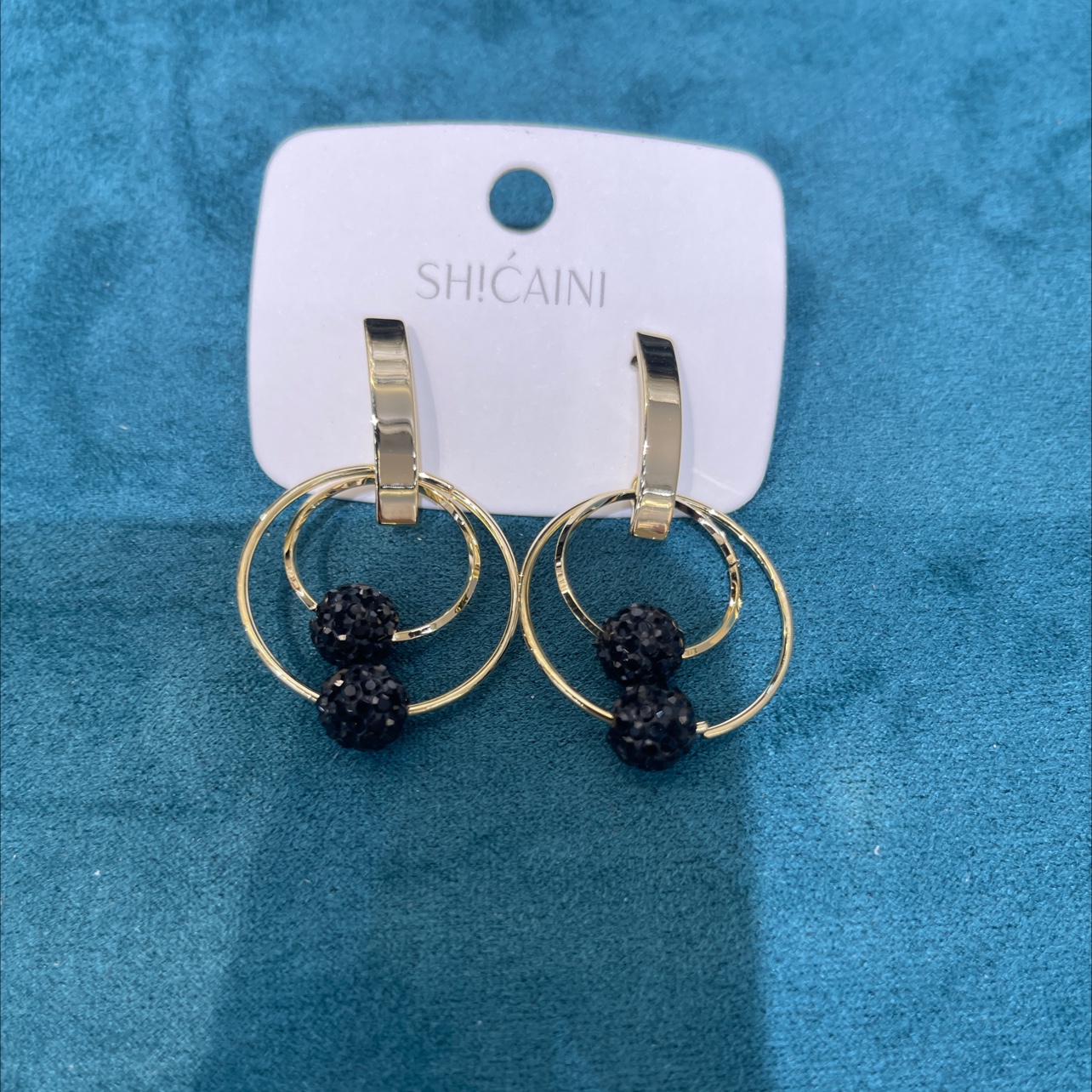 Black crystal earrings