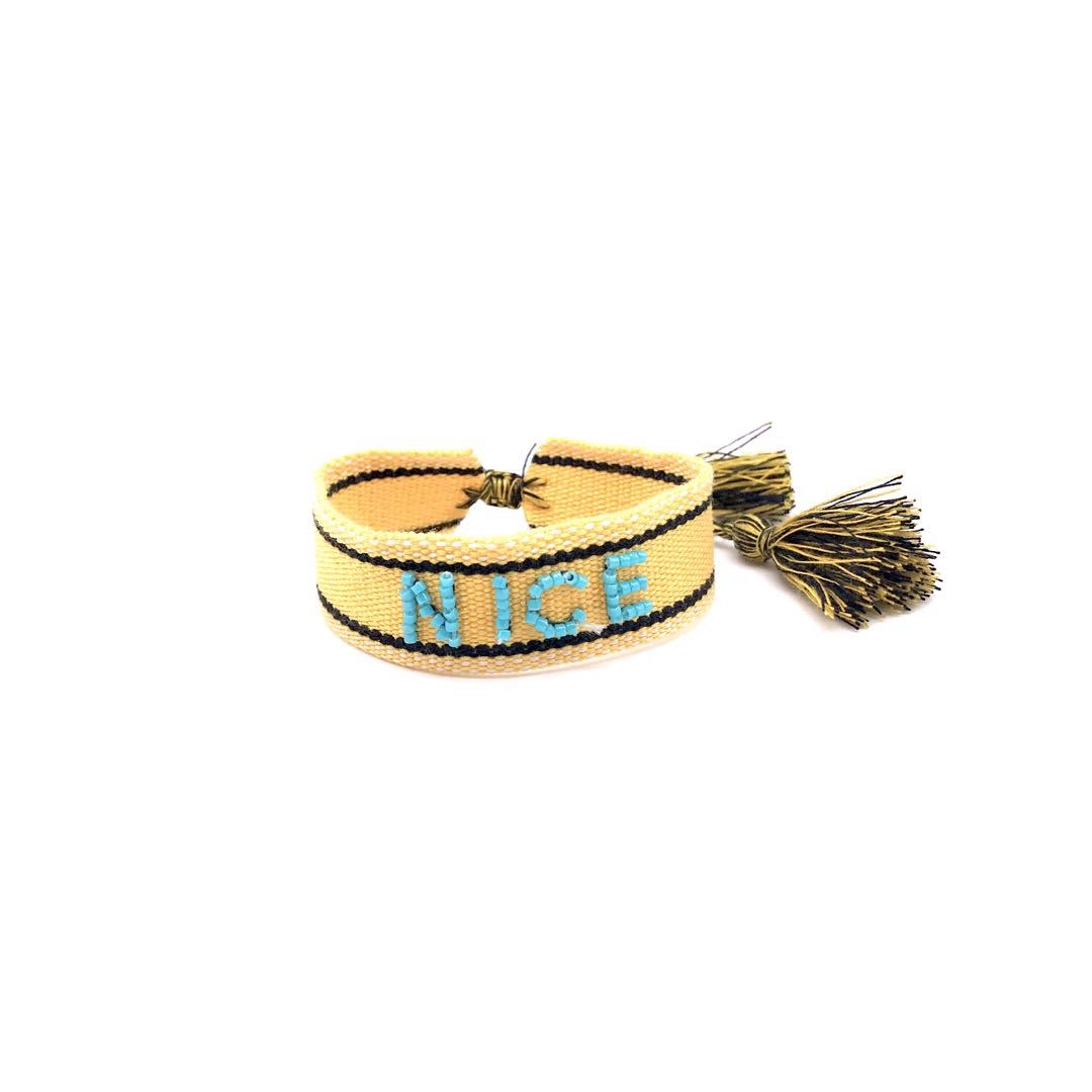Factory direct sales, cross-border European and American ethnic style hand-embroidered imported rice beads, customizable letter ribbon tassel wristbands detail image 5
