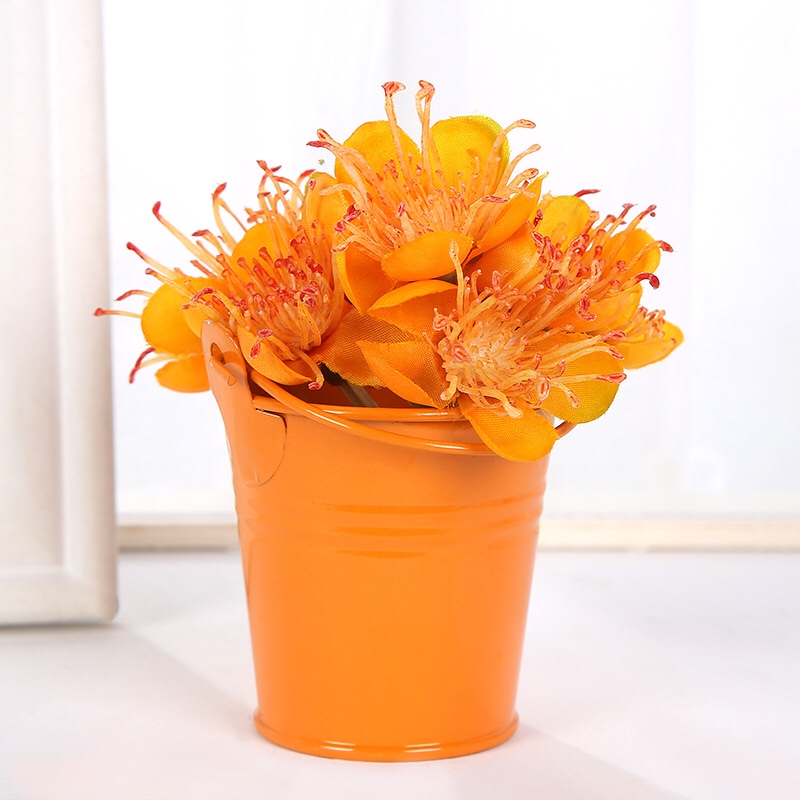 Hierro forjado pequeño cubo floral Specification image