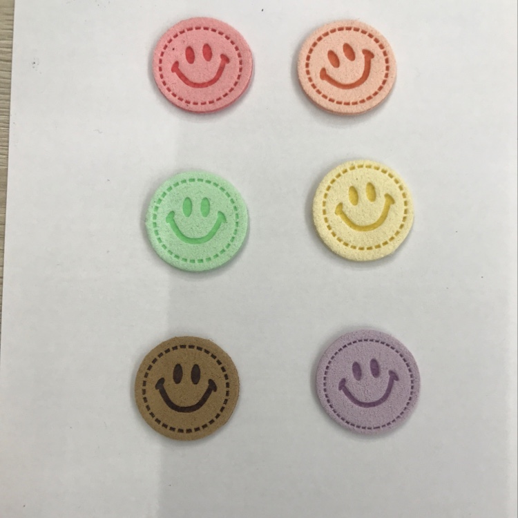 Microfiber Leather Smiley Face Hair Accessory Paste Clothing With Temperament Matching Gloves With Leather Label