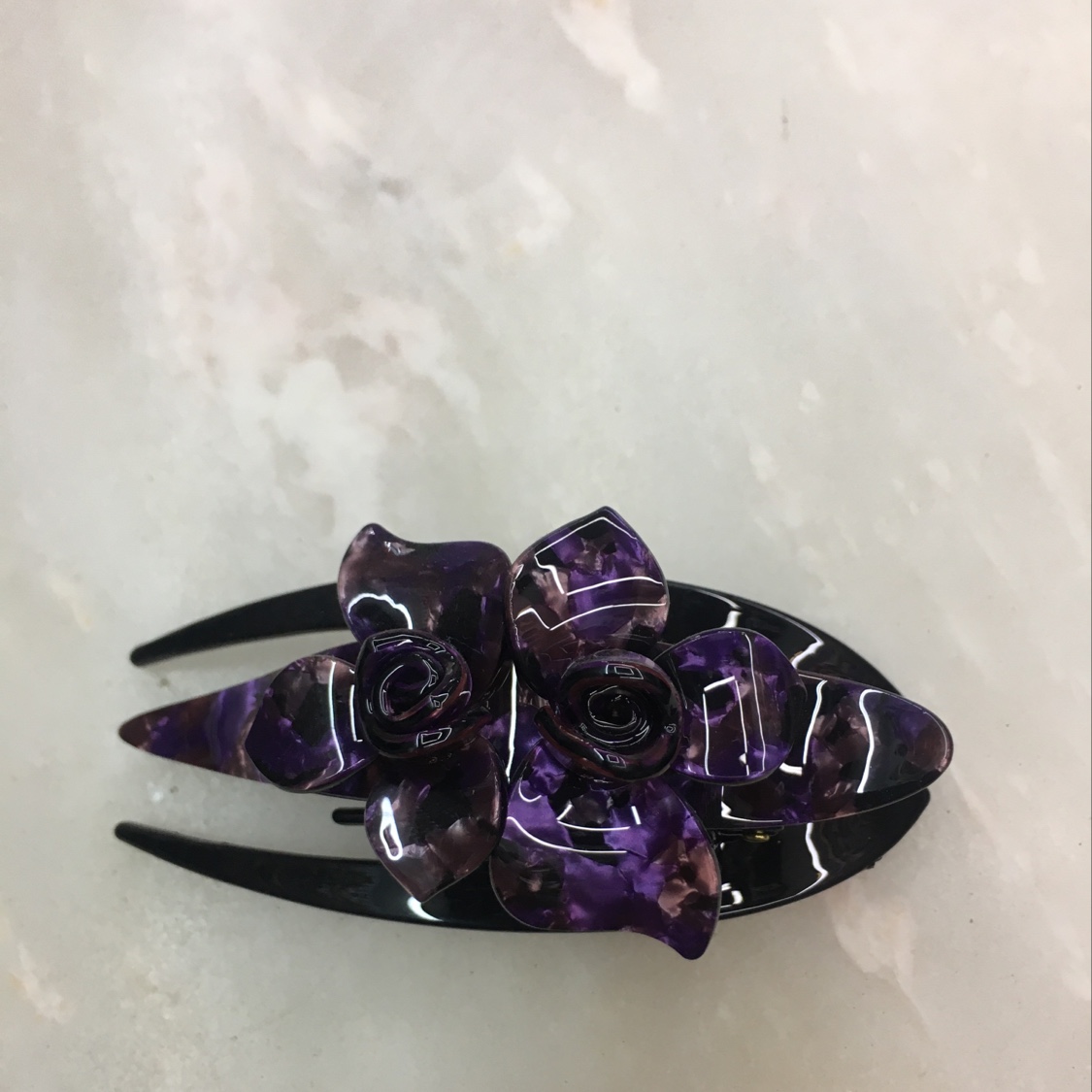 小红伞饰品韩版亚克力发夹11Cm燕尾夹三片叶子经典款热销（拼花板）详情图2