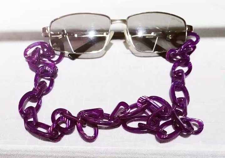 眼镜链女挂脖复古仿大理石纹紫色板材链子时尚装饰挂件防滑绳眼睛墨镜带链条